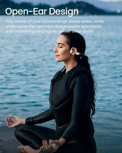 SHOKZ OpenSwim Pro - Open-Ear Bluetooth & MP3 Bone Conduction Sport Headphones, Swimming Headphones, IP68 Waterproof, White
