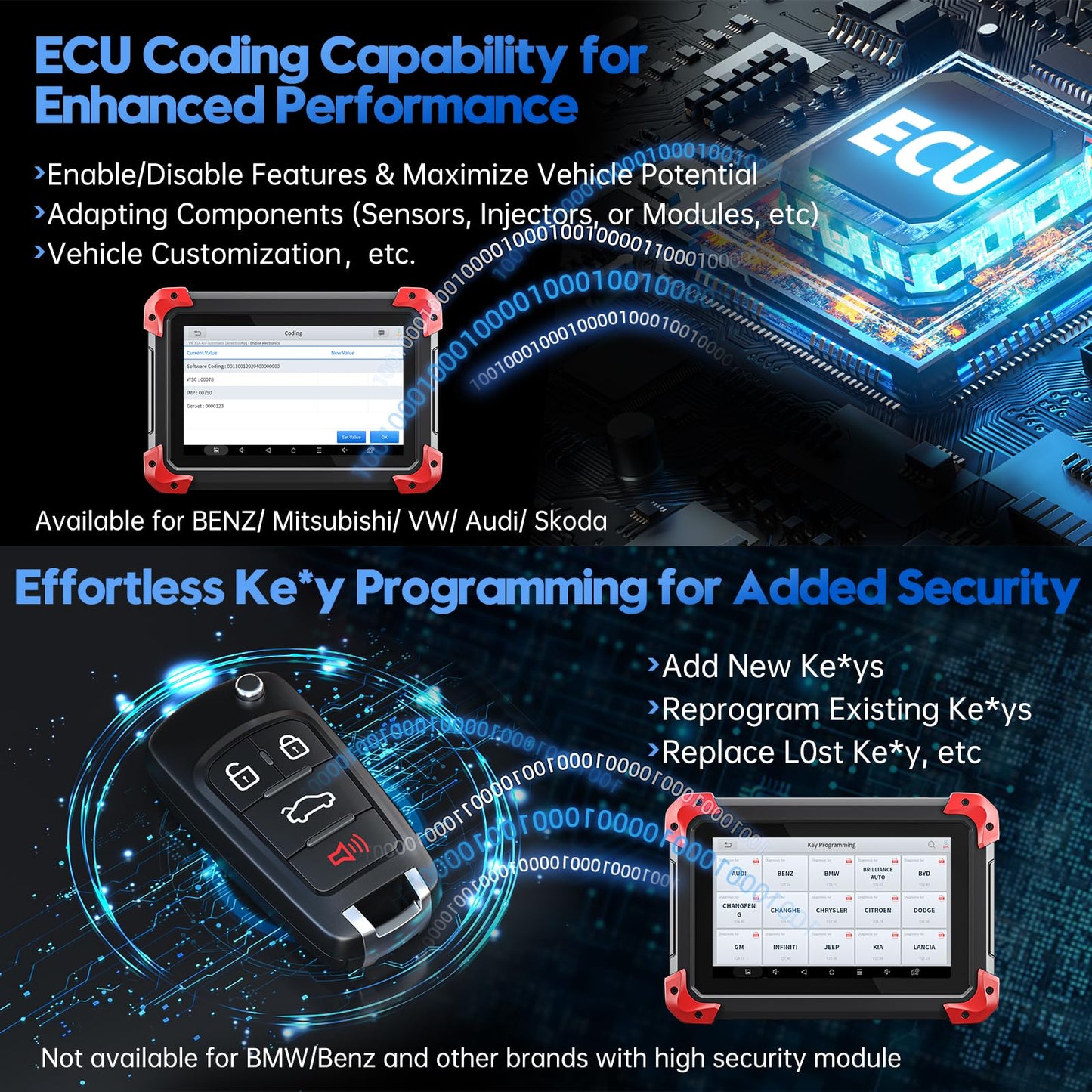 XTOOL D7 Bidirectional OBD2 Scanner: 2024 Newest Automotive Scanner Diagnostic Tool with ECU Coding, Active Tests, All System Scan, 36+ Resets, Crank Sensor Relearn, Android 10, 3-Year Updates