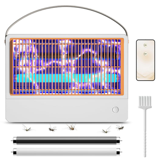 BuggyBands Bug Zapper Indoor, Hybrid Spectrum Electric Fly Zapper with 2 Extra Replacement Bulbs, Quiet Mosquito Trap Insect Killer for Fruit Flies Moths and Gnats