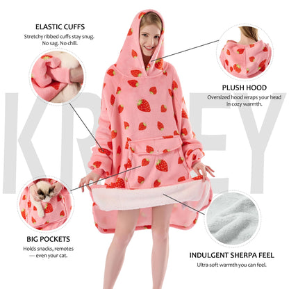 Krifey Wearable Blanket, Oversized Sherpa Blanket as Birthday Gifts for Mom Women Girlfriend Men