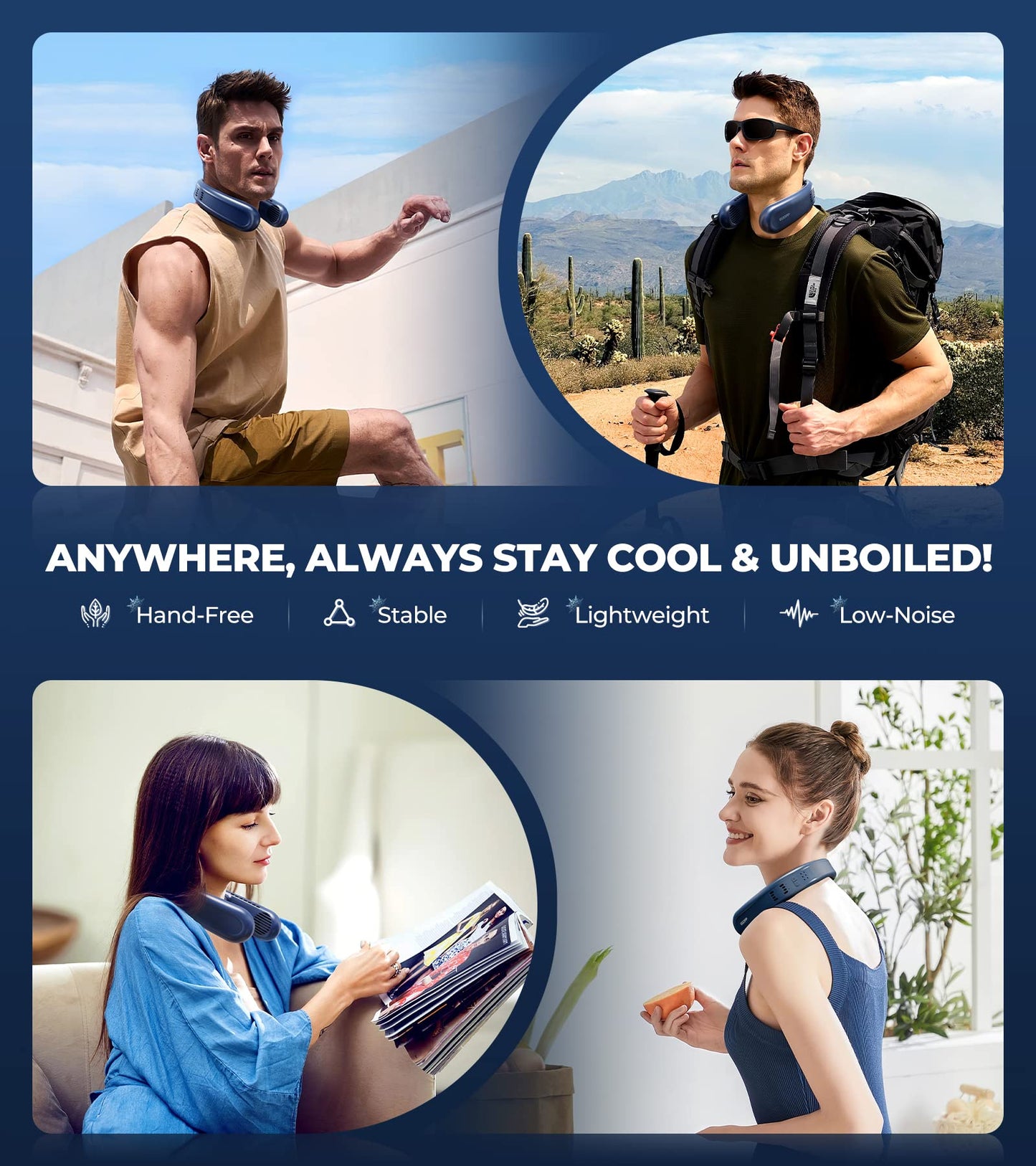 1S Cool Down 30°F Neck Fan with Double Semiconductor Coolers, 360° Surrounded Personal Fans Air Conditioner that Blow Cold Air, 8H lasting Portable Fan with 3 Speed, Gifts for Men Women Outdoor Travel