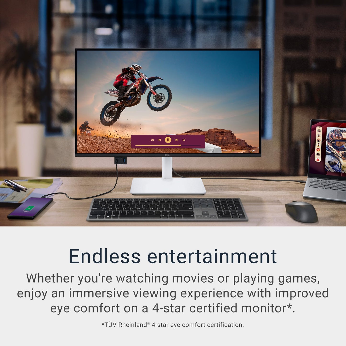 Dell 27 Plus 4K USB-C Monitor - S2725QC - 27-inch 4K (3840 x 2160) 120Hz 16:9 Display, AMD FreeSync Premium, sRGB 99%, Integrated Speakers, 1500:1 Contrast Ratio, Comfortview Plus - Ash White