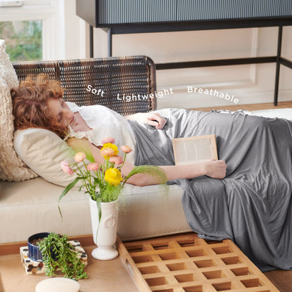 Bedsure Cooling Blanket for Hot Sleepers - Cold Blanket Queen Size for Sleeping, Ice Summer Cool Bedding with Rayon Derived from Bamboo, Lightweight Arc-Chill Thin Room Bed Cooling Essentials, 90x90