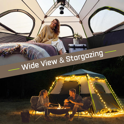 HINSTANT 4/6/8 Person Instant Tent, Waterproof Pop Up Tents for Camping with Rainfly, 60 Seconds Easy Setup, Automatic Cabin Tent for Family Camping with Expandable Carry Bag & Upgraded Ventilation