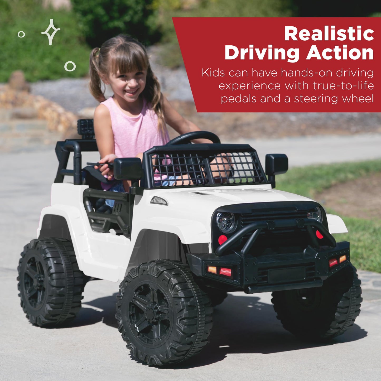 Best Choice Products 12V Kids Ride On Truck Car w/Parent Remote Control, Spring Suspension, LED Lights, AUX Port - White