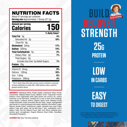 RYSE Loaded Protein Powder - Little Debbie Cosmic Brownie - 25g Whey Protein Isolate & Concentrate with Prebiotic Fiber & MCTs - Low Carb, Low Sugar, Digestive-Friendly - 54 Servings / 4 lb Tub