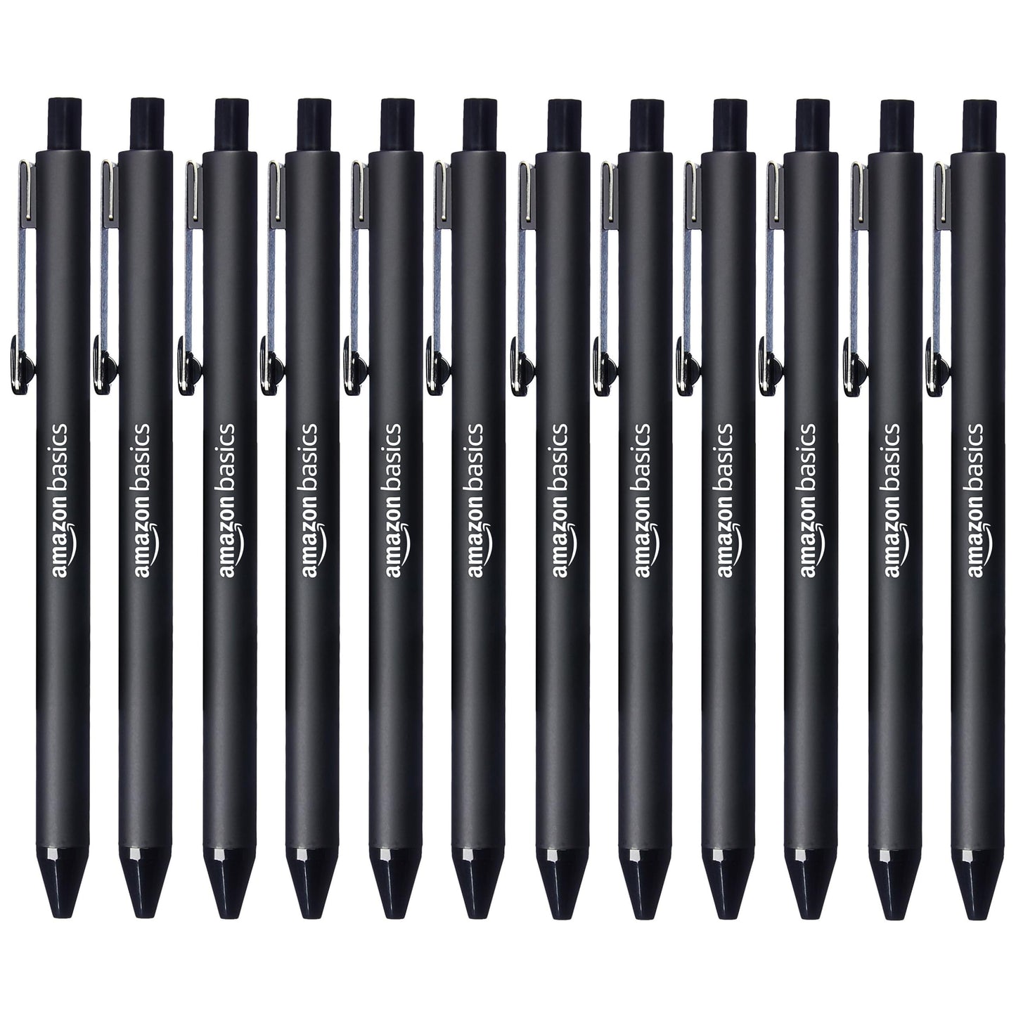 Amazon Basics Black Ballpoint Pens for Smooth Writing, Retractable, 12-Pack