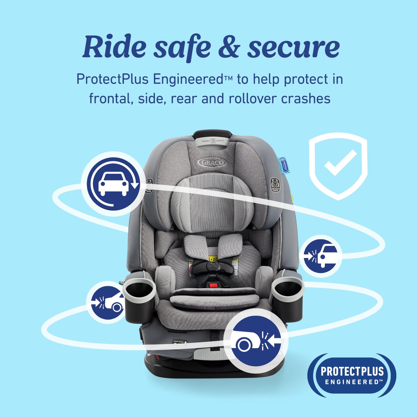 Graco 4Ever DLX 4-in-1 Car Seat, Charlie | Infant to Toddler Car Seat, with 10 Years of Use | Rear-Facing, Forward-Facing and Booster Modes | Safe, Comfortable and Convenient