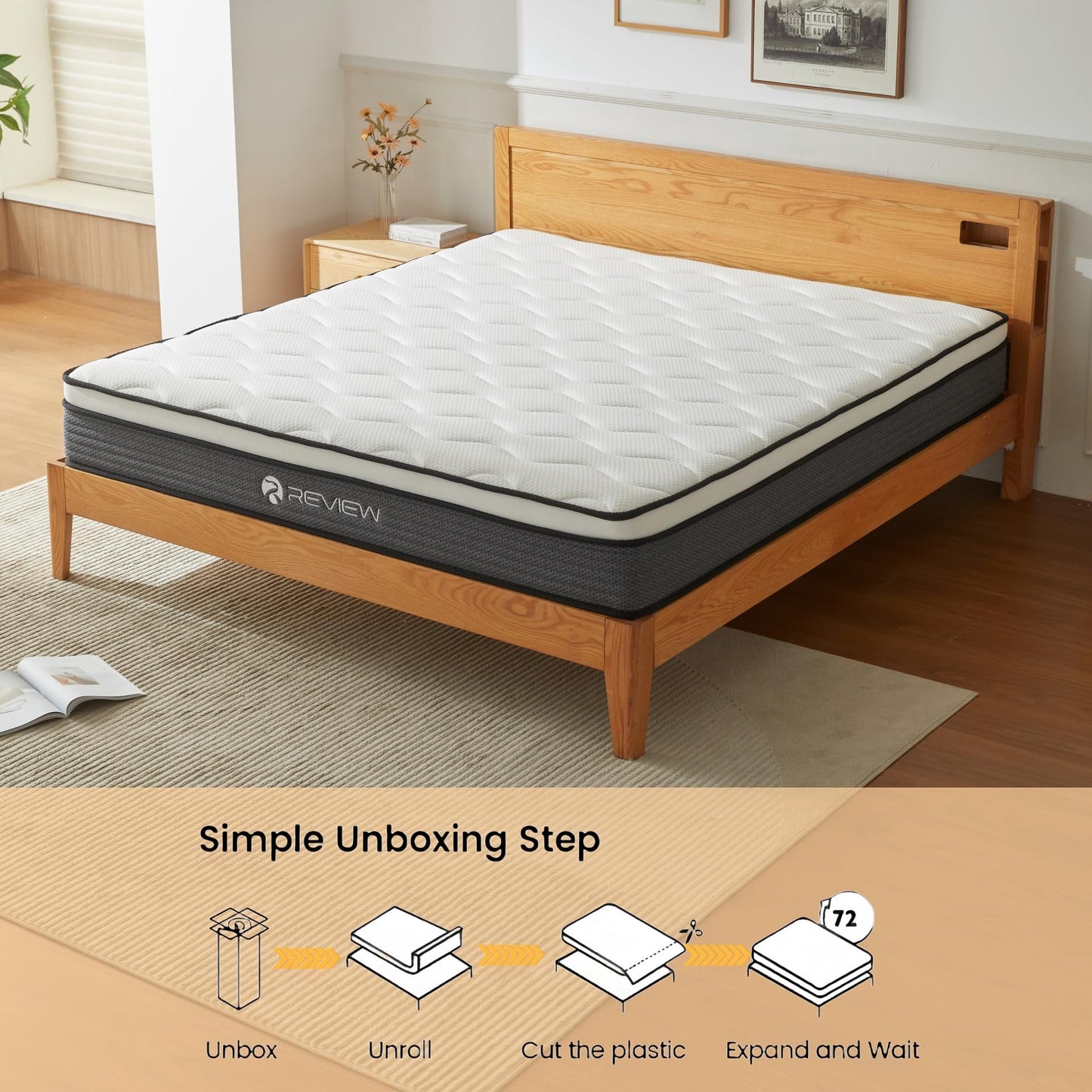 Review Queen Mattress, 12 Inch Queen Size Mattress in a Box,Memory Foam Hybrid Mattress,with Individual Pocket Spring for Motion Isolation & Silent Sleep, Pressure Relief,Plush Firmness.