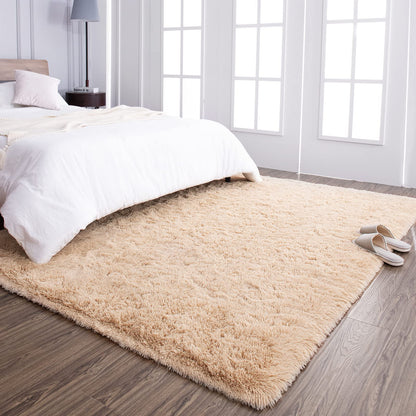 TWINNIS Super Soft Shaggy Rugs Fluffy Carpets 8x10 Feet, Indoor Modern Plush Area Rugs for Living Room Bedroom Kids Room Nursery Home Decor, Upgrade Anti-Skid Rectangular Fuzzy Rug, Light Tan