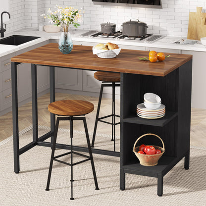 Tribesigns Kitchen Island, Kitchen Shelf Kitchen Bar Table with 5 Open Storage Shelves and Large Worktop, Industrial Butcher Block Island (Stools Not Included)