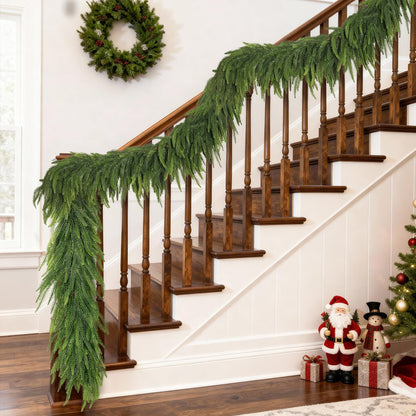 5FT Christmas Norfolk Pine Garland -1PCS, Artificial Pine Needles Garlands Faux Greenery Fake Garland for Holiday Fireplace,Table,Window,Stairs,Mante,Indoor Outdoor Decor