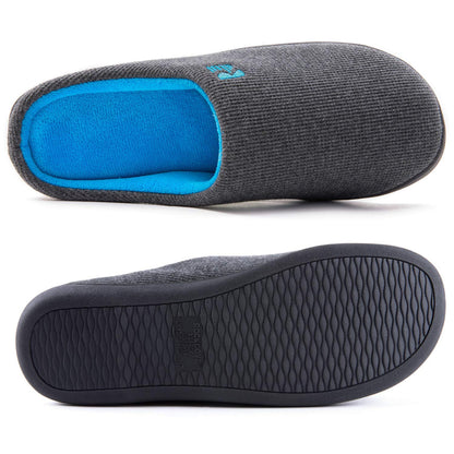 RockDove Men's Original Two-Tone Memory Foam Slipper, Size 11-12 US Men, Dark Grey/Blue