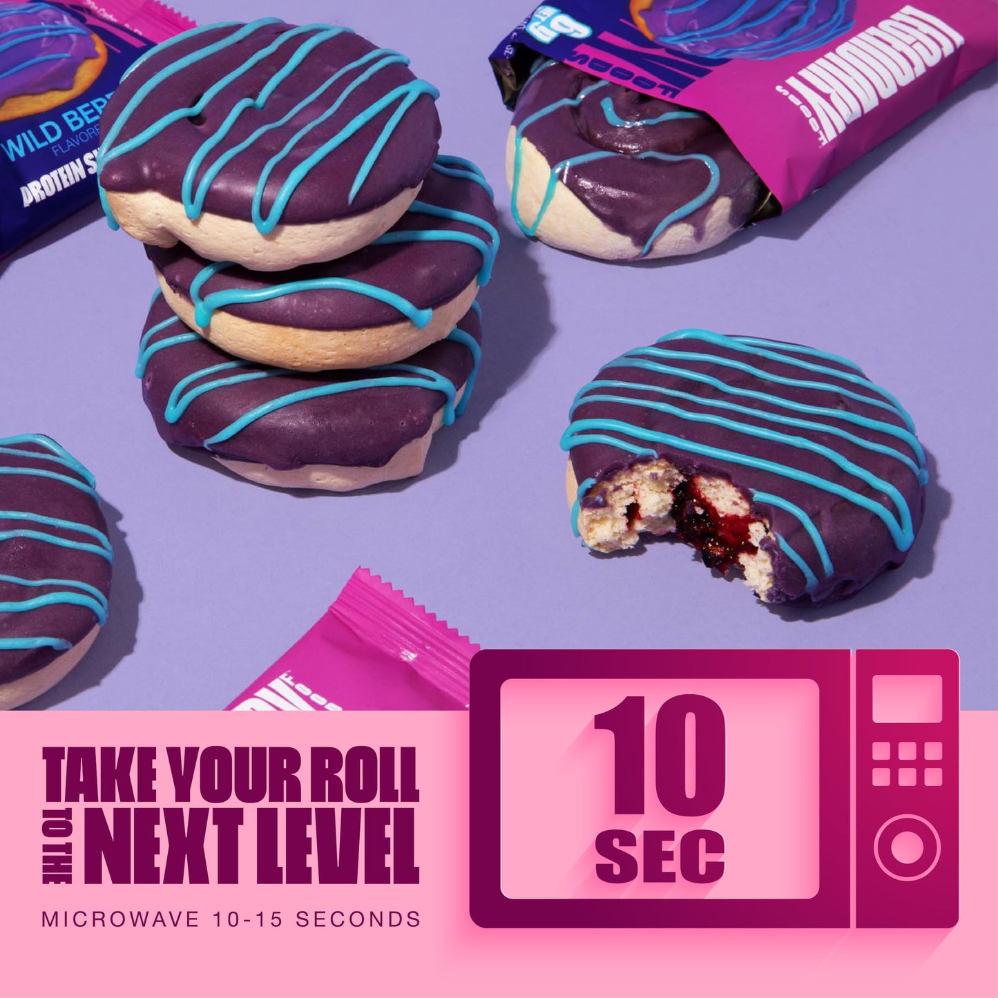Legendary Foods 20g Protein Wild Berry Sweet Roll - Premium High Protien Bars, Low Carb Meal Replacement Snack, Low Glycemic Index, Gluten Free Snacks - Zero Sugar, Keto and Diabetic Friendly 10-Pack