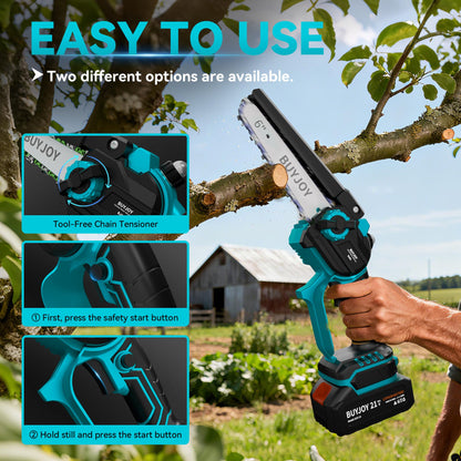 4-in-1 Pole Saw & Electric Pruning Shears, 6 Inch Pole Saws for Tree Trimming, Cordless Pruning Shears with 15.5ft Max Extension Pole, 2 x 4.0Ah Battery Powered Pole Saw Pruner for Garden (Blue)