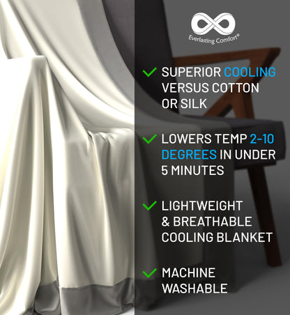 Everlasting Comfort Cooling Blanket for Hot Sleepers - (60"x80") - Dual-Sided Cold Blanket for Sleeping in Summer - Lightweight for Sleeping & Night Sweats