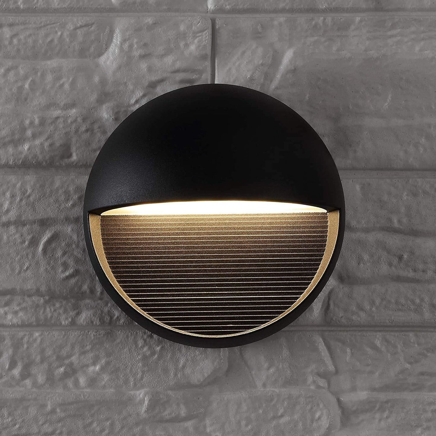 JONATHAN Y JYL7441A Orbe 6.25" Outdoor Metal/Glass Integrated LED Sconce Contemporary Modern Scandinavian 3000K LED Bulbs Included Porch Patio Yard Garage Doorway Entryway, Black