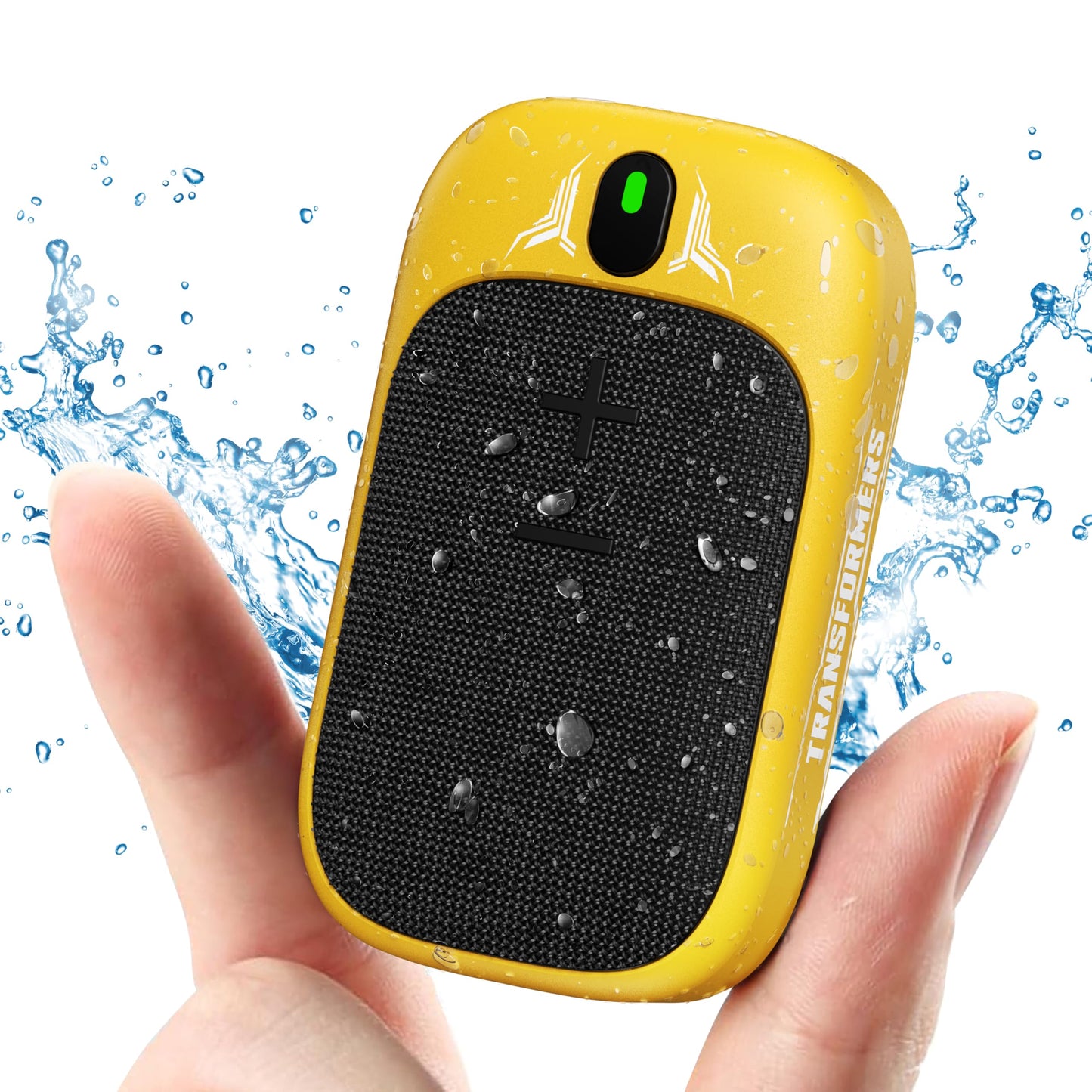 Transformers Wearable Bluetooth Speaker Clip on Mini Portable Bluetooth Speaker IPX5 with Mic for Calls and Music 15H Long Playtime for Outdoor Travel Working, Biking, Running(Yellow-Bumblebee)