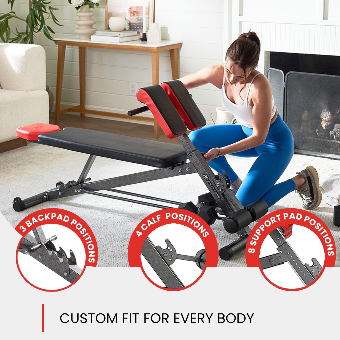 FF Finer Form Multi-Functional Weight Bench for Full All-in-One Body Workout – Adjustable Workout Bench Press for Home Gym, Fitness equipment for Back HyperExtension, Roman Chair Exercise, Sit up