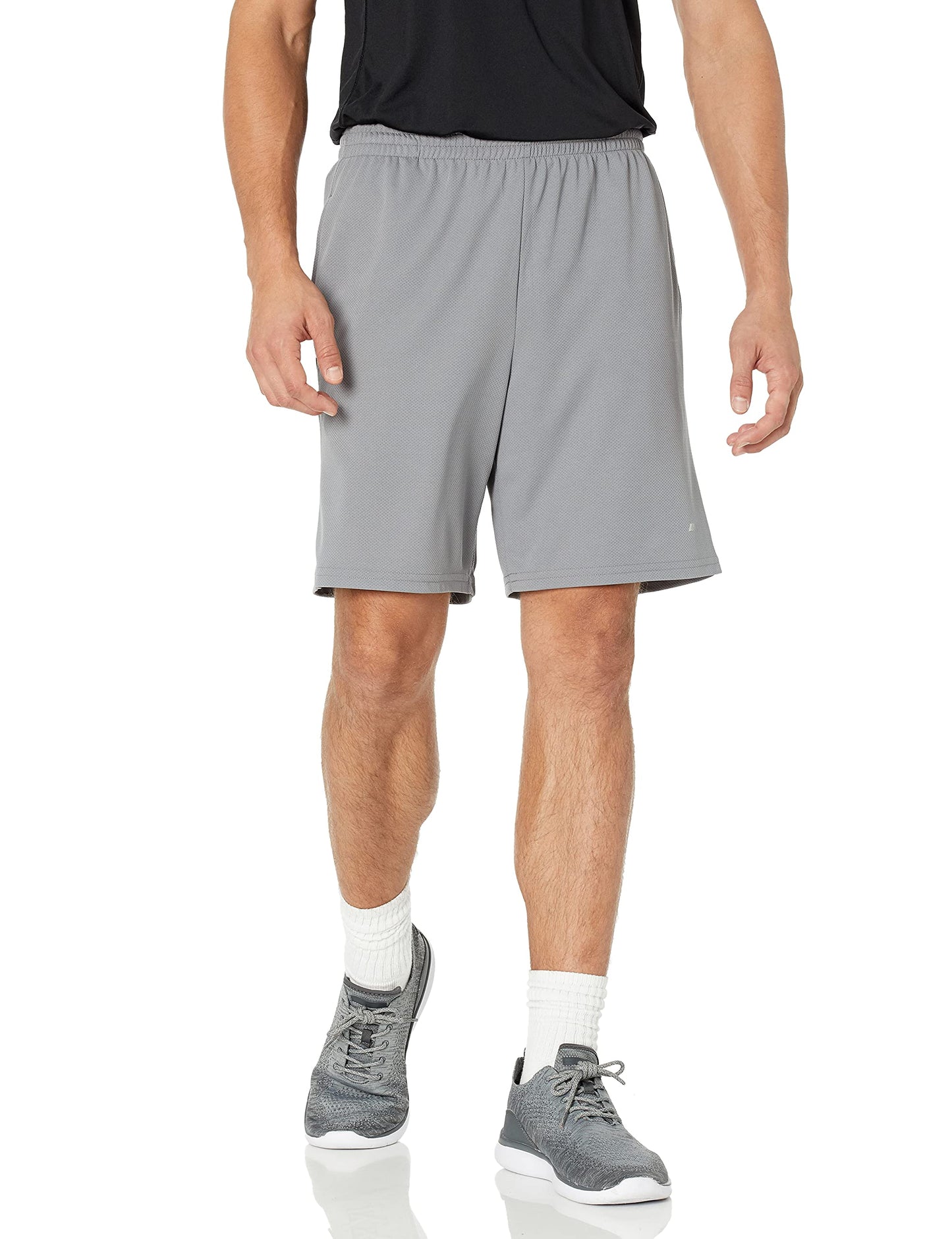 Amazon Essentials Men's Performance Tech Loose-Fit Shorts (Available in Big & Tall), Pack of 2, Black/Grey, Large