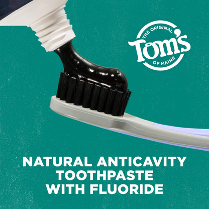 Tom’s of Maine Natural Activated Charcoal Toothpaste with Fluoride, Peppermint, 4.0 Oz (Pack of 3)