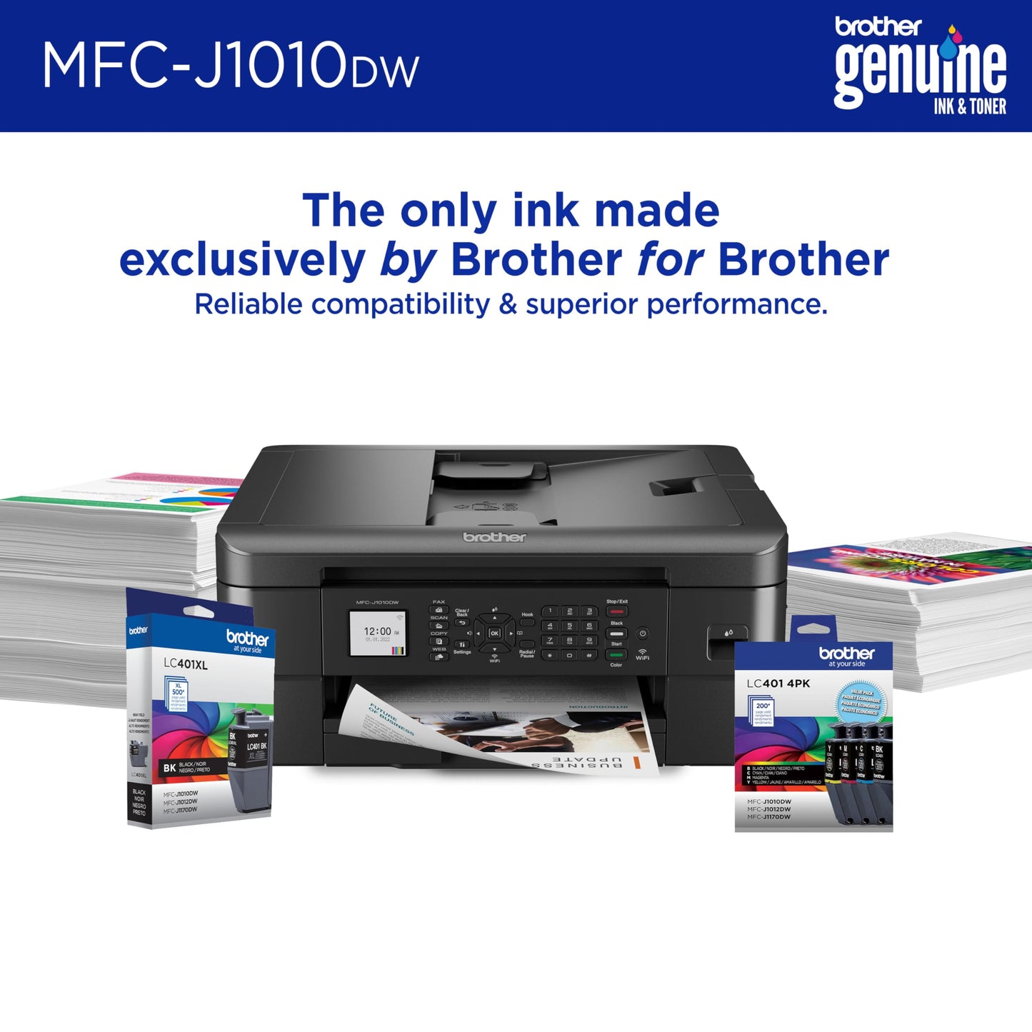 Brother MFC-J1010DW Wireless Color Inkjet All-in-One Printer, Duplex Printing, Mobile & Cloud Print, Compact Design, 1.8" Color Display, Works with Alexa