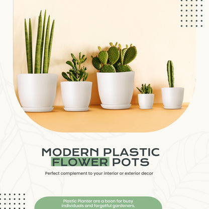 Utopia Home - Plant Pots Indoor with Drainage - 7/6.6/6/5.3/4.8 Inches Flower Pots for Indoor Planter - 10 Pack Plastic Planters - Ideal for Stocking Stuffers or Home Christmas Decorations - White