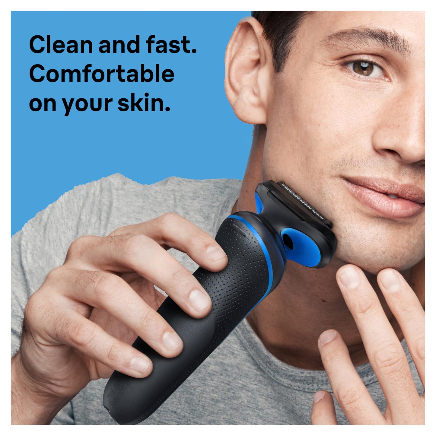 Braun Electric Shaver for Men, Series 5 5150cs, Wet & Dry Razor, Turbo Shaving Mode, Foil Shaver, with Beard Trimmer, Body Groomer and Charging Stand, Blue, Holiday Gifts for Men