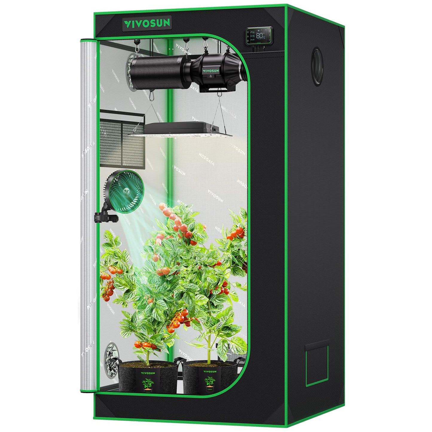 VIVOSUN S276 32"x32"x63" Grow Tent, High Reflective Mylar with Observation Window and Floor Tray for Hydroponics Indoor Plant for VS1500