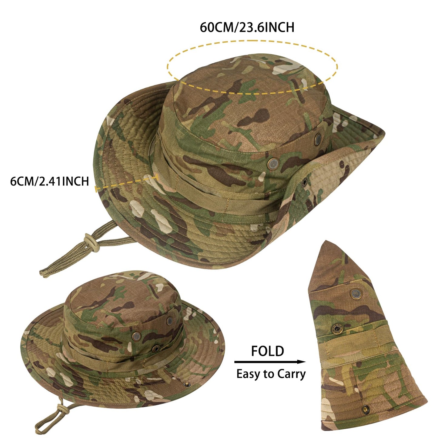 Rosoz Sun Hats for Men Women Boonie Hat UPF 50+ Bucket Hat Wide Brim UV Protection Fishing Hiking Safari Outdoor Hats