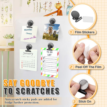 12pack Fridge Magnets Refrigerator Magnets Magnetic Clips Heavy Duty Detailed List Display Paper Fasteners on Home& Office& Teaching (Black, 12)