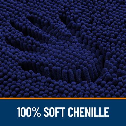 OLANLY Toilet Rugs U-Shaped 24x24, Extra Soft Absorbent Chenille Contour Bathroom Rugs for Toilet, Dry Quickly, Machine Washable, Non-Slip Toilet Bath Mat, Navy
