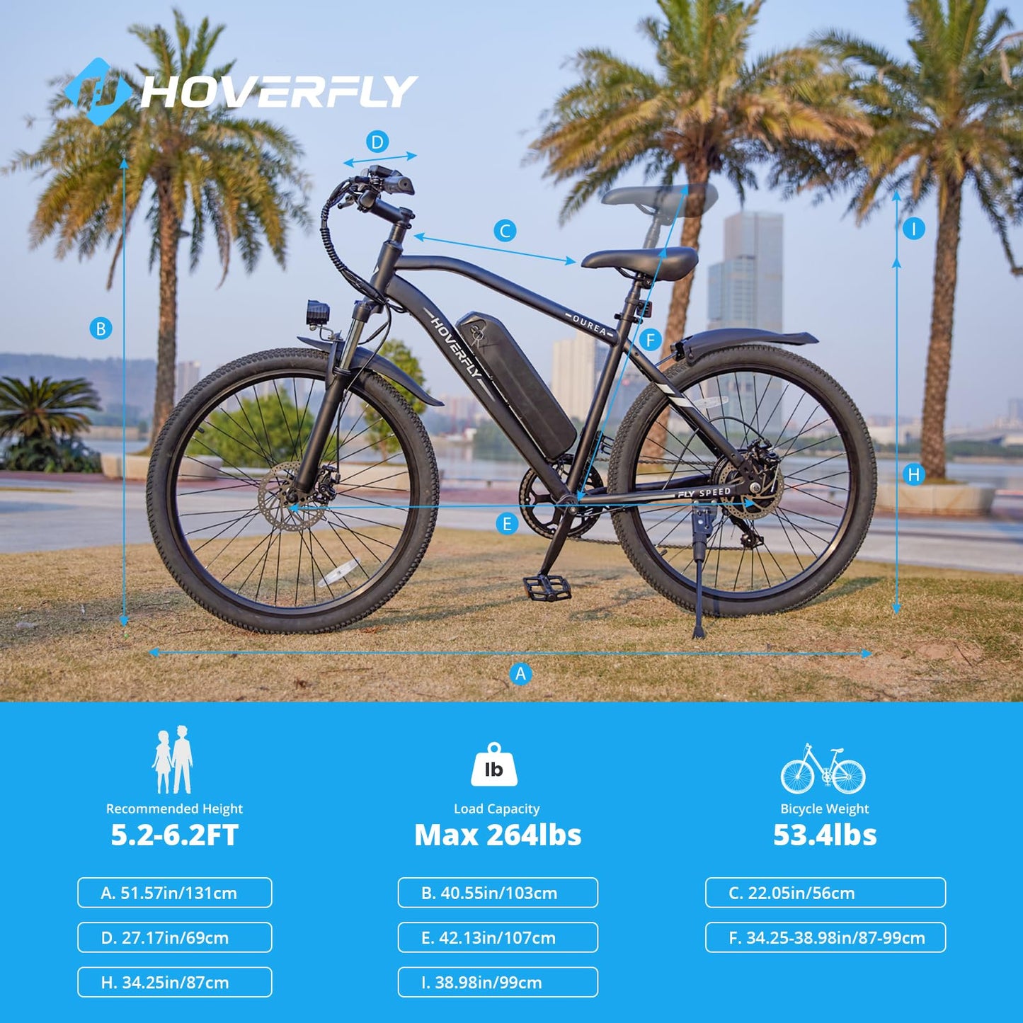 HOVERFLY OUREA Electric Bike 26", 750W Peak Motor Mountain Ebike,Up to 40 Miles 20MPH Removable Battery, 7-Speed and Shock Absorber, UL2849 Certified, Electric Commuter Bike for Adults White