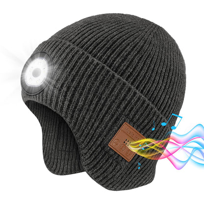 Bluetooth Beanie with Light, Built in Wireless Headphones & Stereo Speakers USB Rechargeable Bluetooth Hat Unique Tech Gifts Birthday Gifts for Men and Women (Dark Grey Adult)
