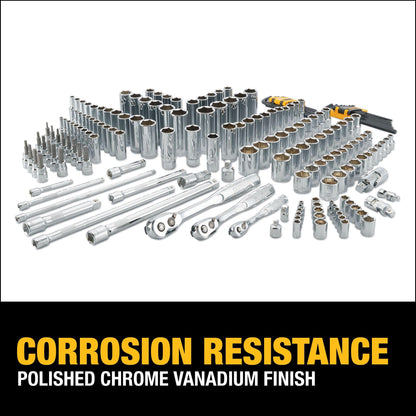 DEWALT 192 Pcs. Mechanics Tool Set, 1/2, 1/4, 3/8 Socket Set, SAE and Metric Socket Wrench Set, Hard Shell Tool Box (DWMT75049)