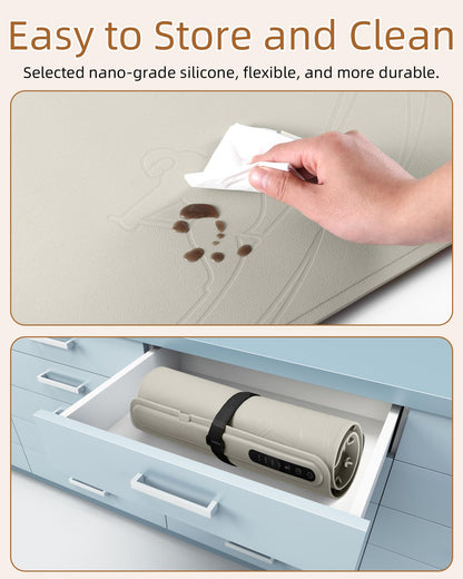Silicone Electric Warming Mat for Food 3-Temperature,Food Warmer for Buffet Parties, Restaurants & Dinner, Easy-to-Clean Heating Tray to Keep Meals Warm 15.7”x23.6”(Skiing&Gray)
