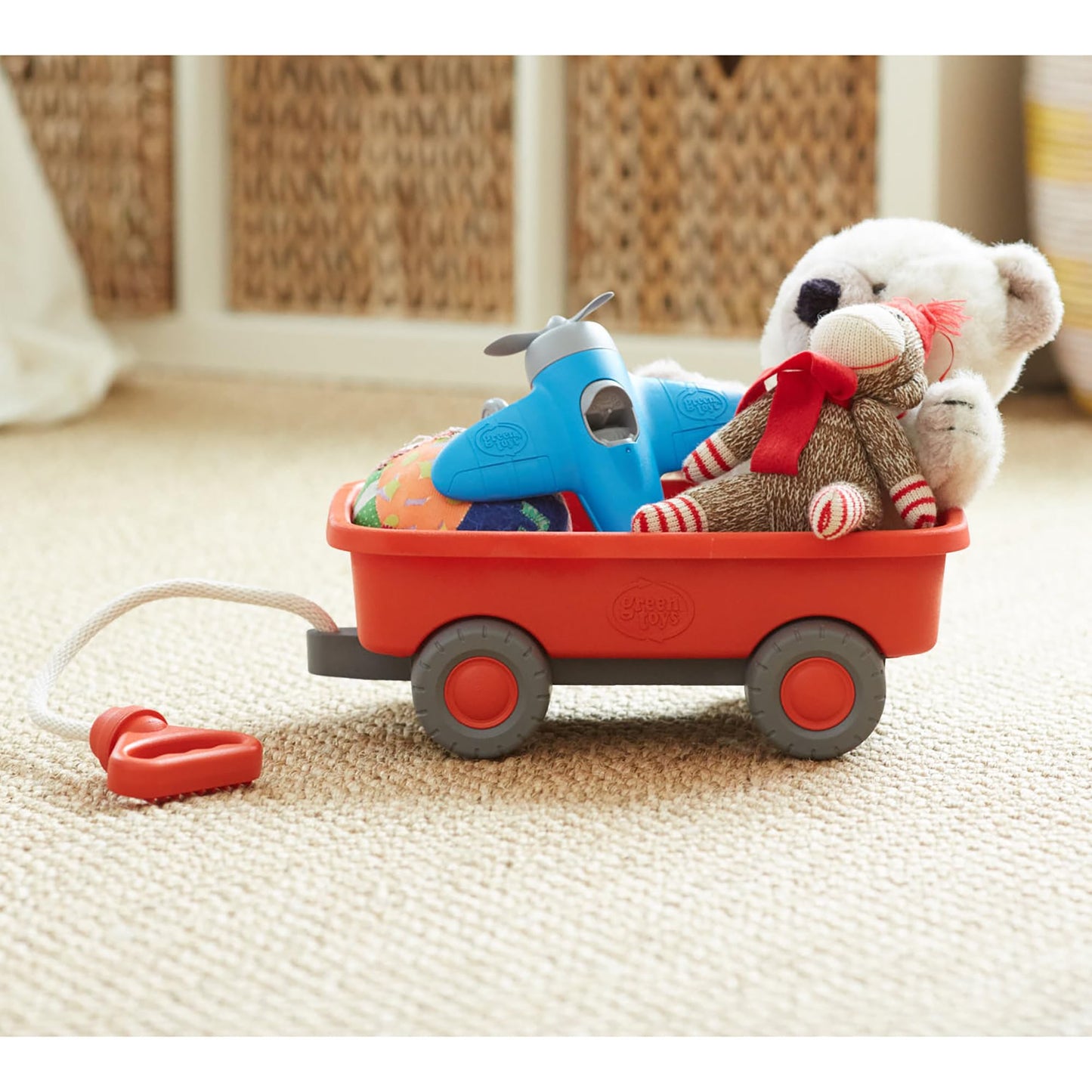 Green Toys Wagon, Orange CB - Pretend Play, Motor Skills, Kids Outdoor Toy Vehicle. No BPA, phthalates, PVC. Dishwasher Safe, Recycled Plastic.