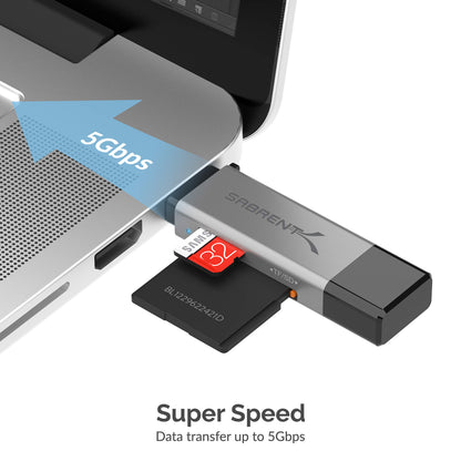 SABRENT USB 3.0 and USB Type-C OTG Card Reader Supports SD, SDHC, SDXC, MMC/MicroSD, T-Flash (CR-BCA2)