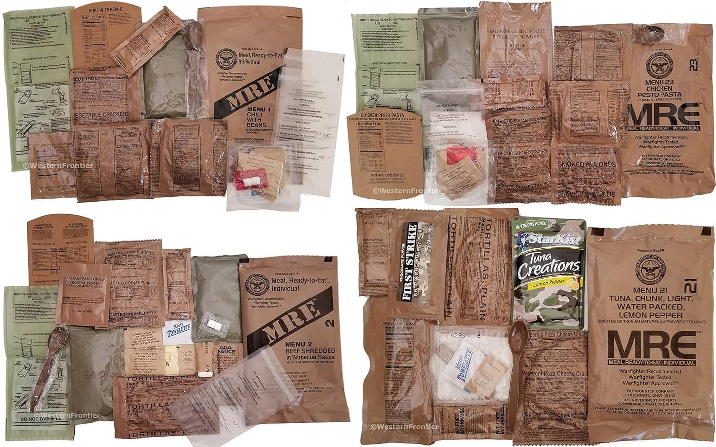 MRE, U.S. MRE Meals, Emergency Supplies, Emergency Food Supply, Survival Food, Freeze Dried Food w/Flameless Heater, Ready Meals (Variety Pack of 24) – (A & B Case Inspection 2025, 2026)