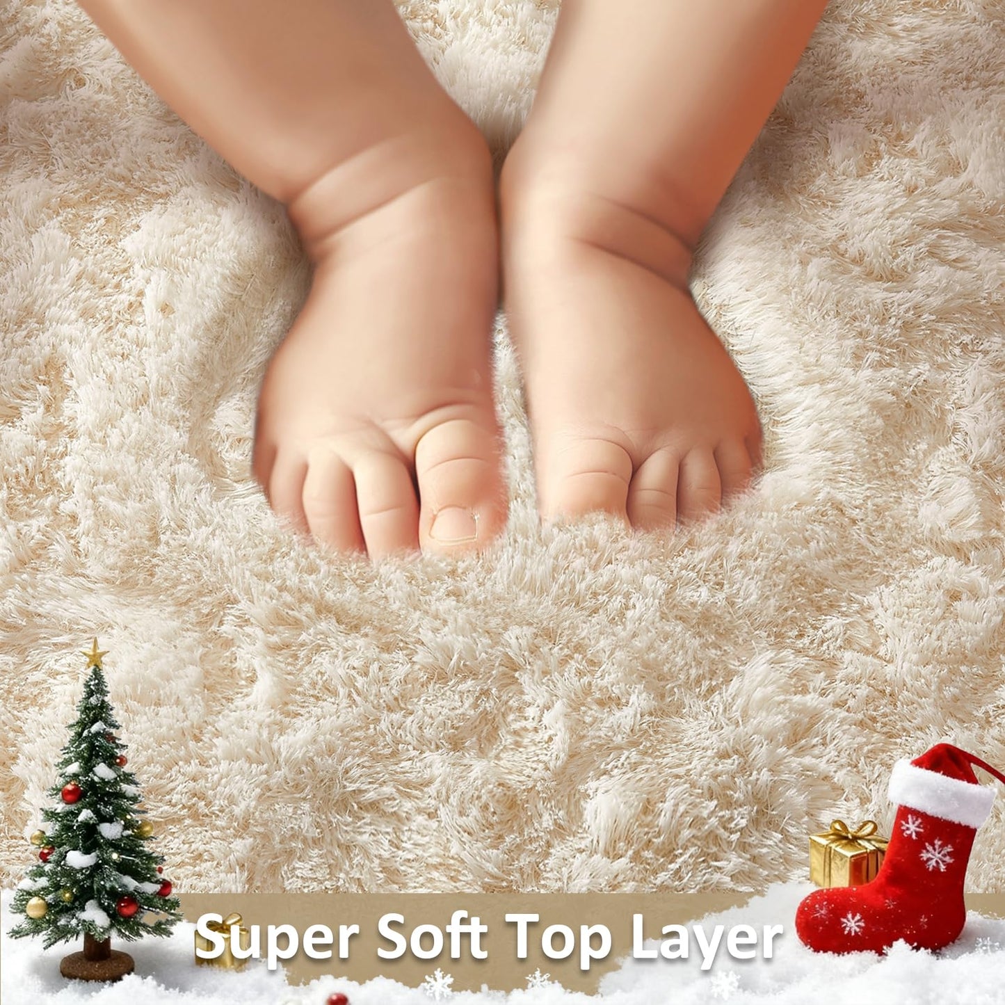 Ophanie 8x10 Area Rugs for Living Room, Upgrade Non-Slip Fluffy Soft Large Shag Bedroom Carpet, Ivory Big Indoor Thick Nursery Rug, Carpets for Boy and Girls Room Dorm Home Decor Aesthetic