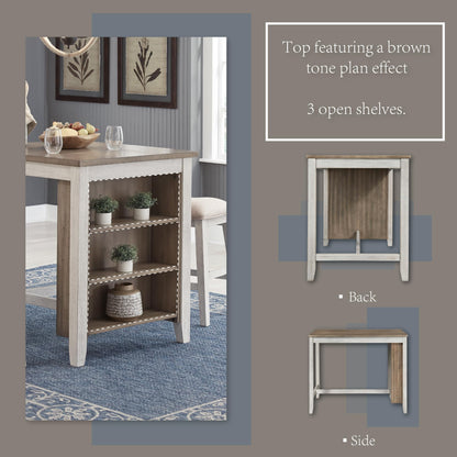 Signature Design by Ashley Skempton 3 Piece Counter Height Dining Set, Includes Table and 2 Barstools, Whitewash