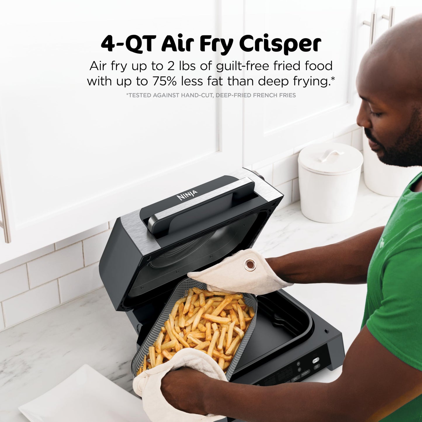 Ninja DG551 Foodi Smart XL 6-in-1 Indoor Grill with Air Fry, Roast, Bake, Broil, & Dehydrate, Foodi Smart Thermometer, 2nd Generation, Black/Silver