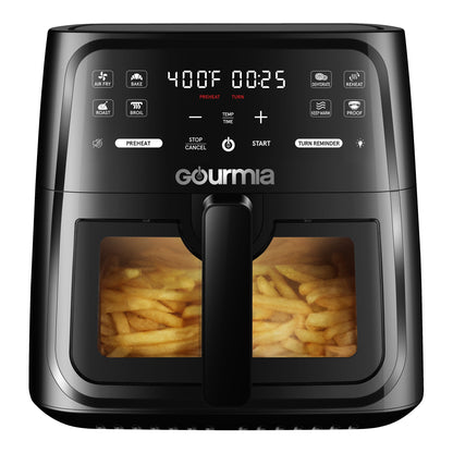 Gourmia 8-Quart Digital Window Air Fryer, with 8 One-Touch Functions, Black