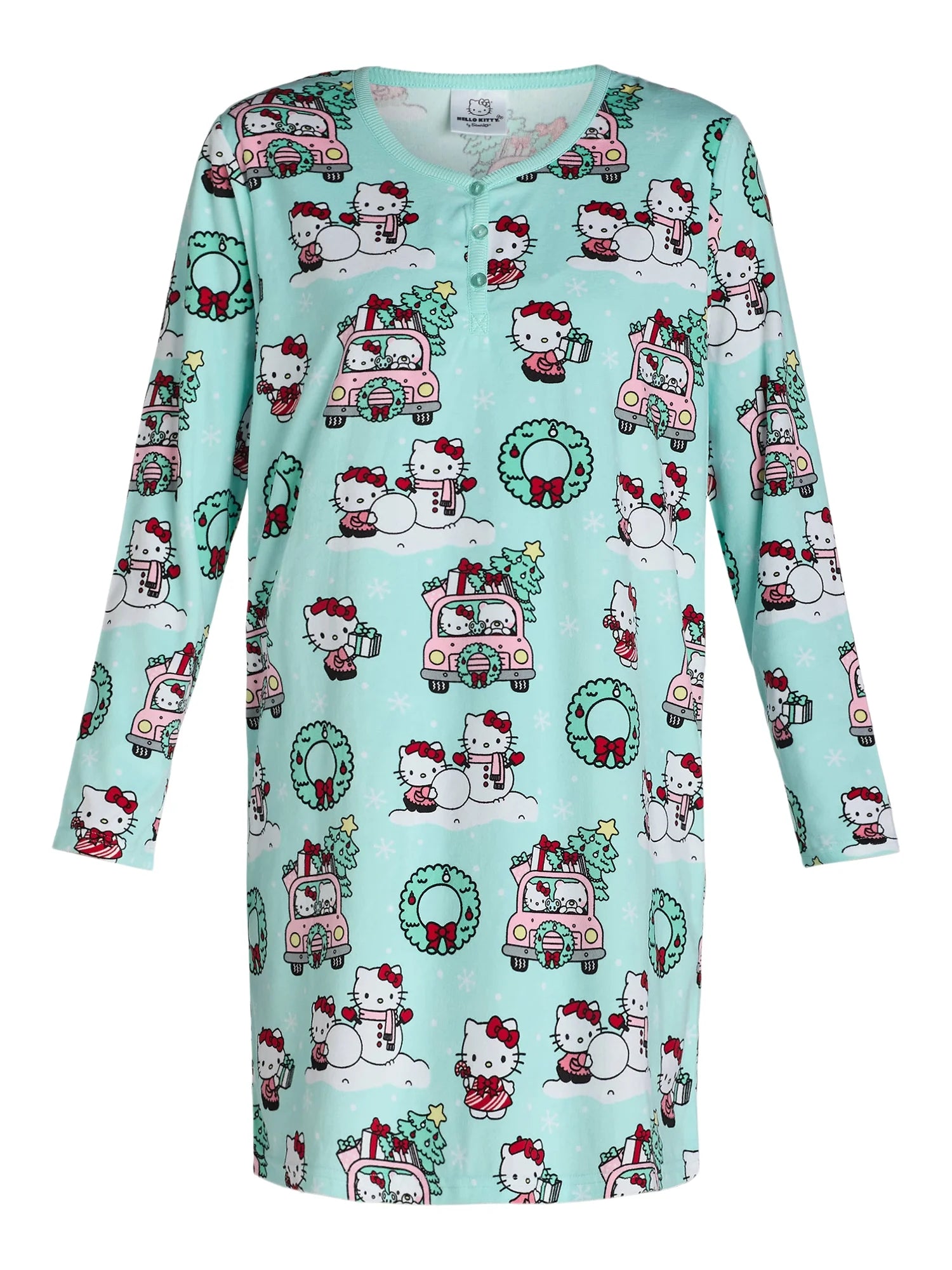 Hello Kitty Women's Holiday Print Velvet Sleepshirt and Socks Set, 2-Piece, Sizes XS-3X