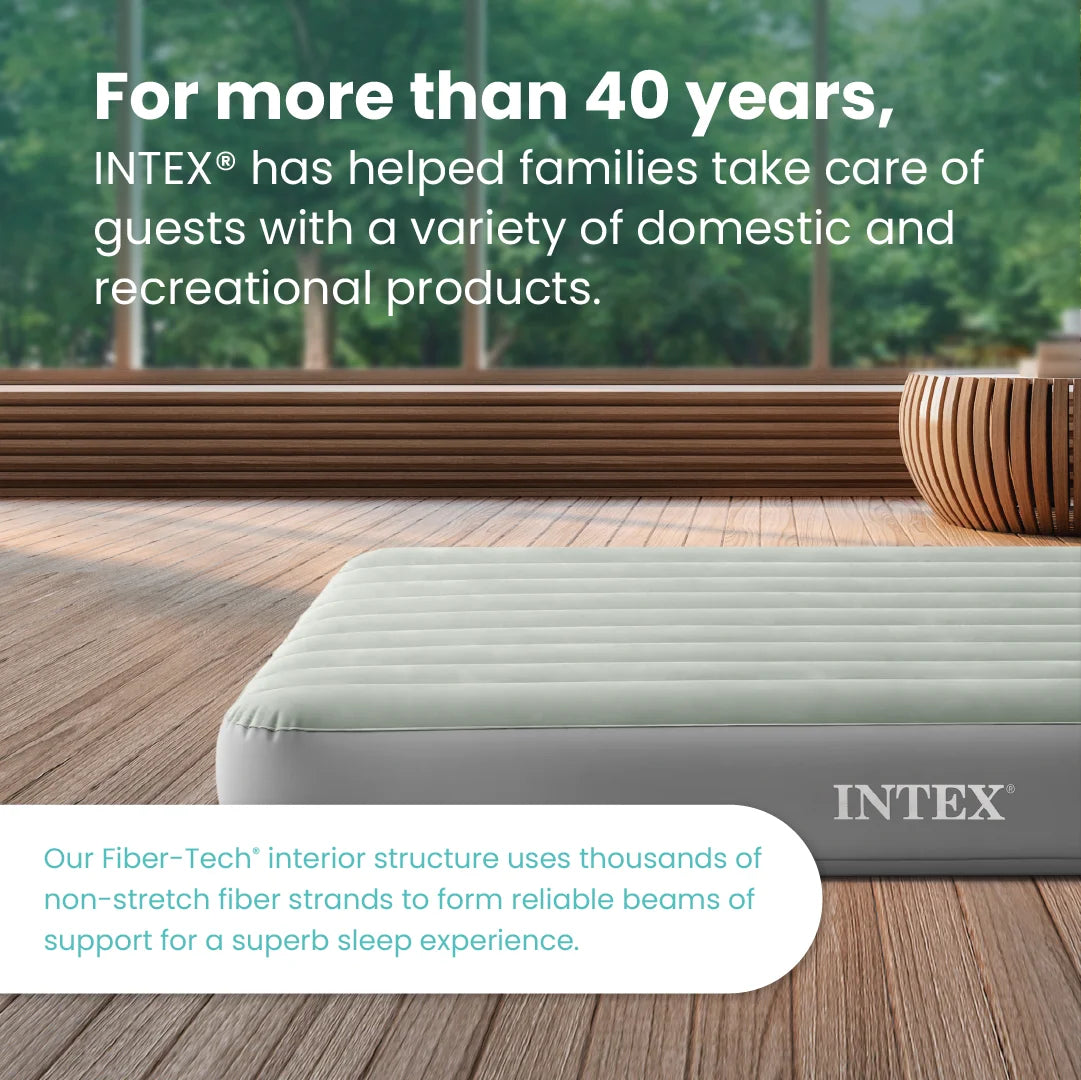 Intex 10" Queen Standard Dura-Beam Airbed Mattress with Built in Pump