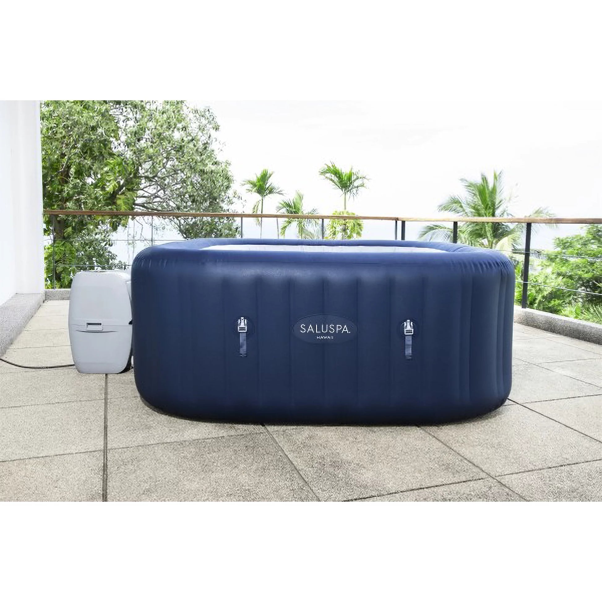 Bestway SaluSpa Hawaii AirJet 2 to 6 Person Square Inflatable Hot Tub, Blue