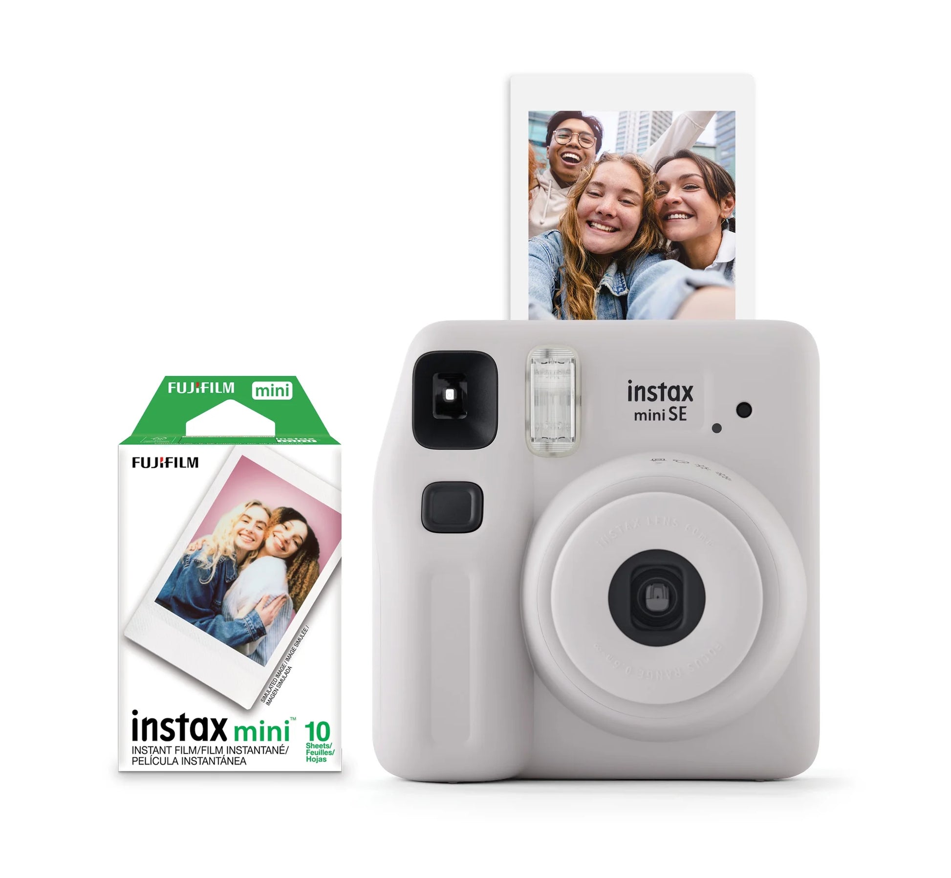 Fujifilm instax Mini SE Instant Camera with Bonus 10 pack Mini Film, Gray