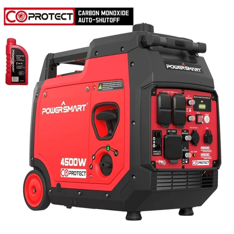 PowerSmart 4500W Gas Powered Inverter Generator with Electric Start Super Quiet Portable wheel,for Outdoor