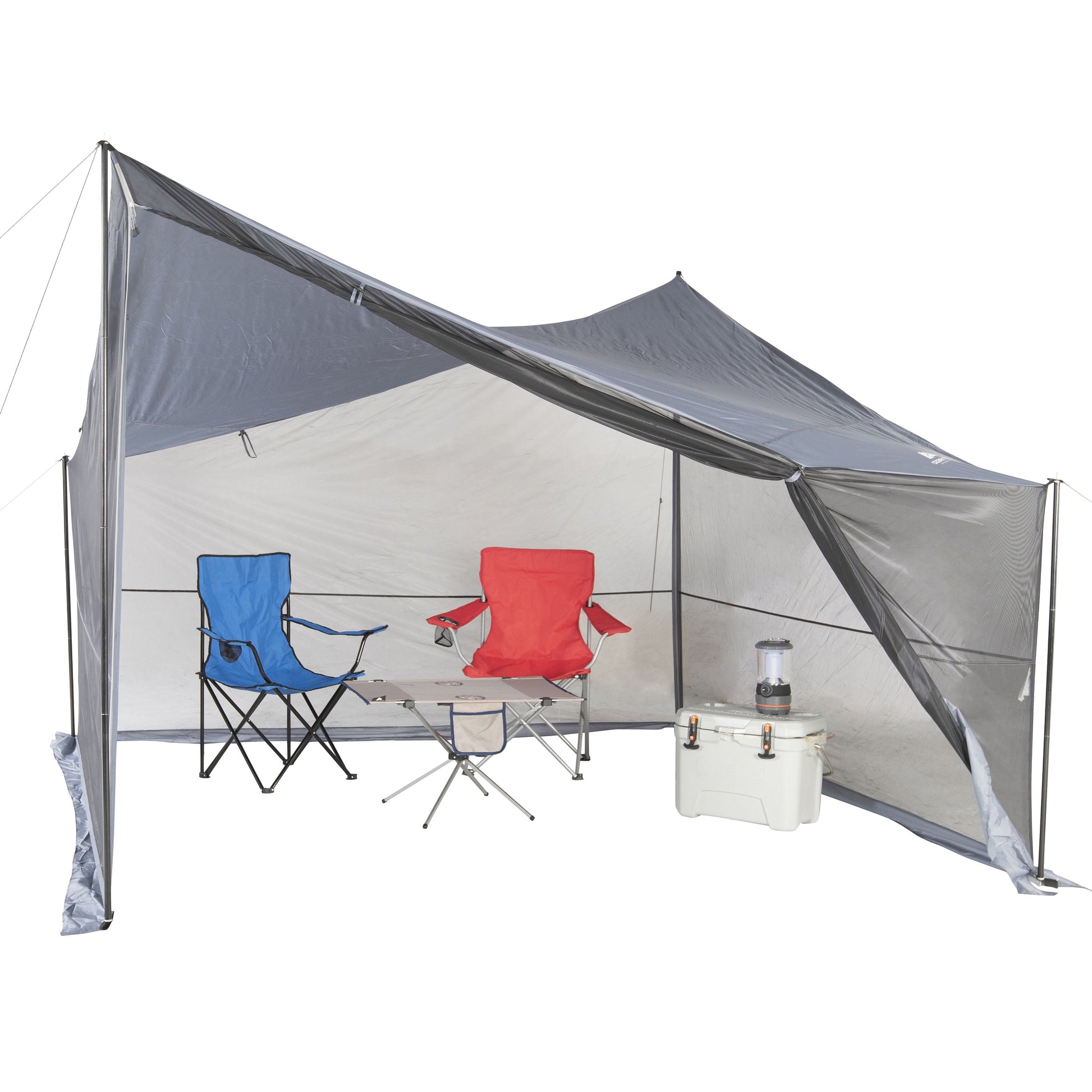 Ozark Trail Tarp Shelter, 9' x 9' with UV Protection and Roll-up Screen Walls