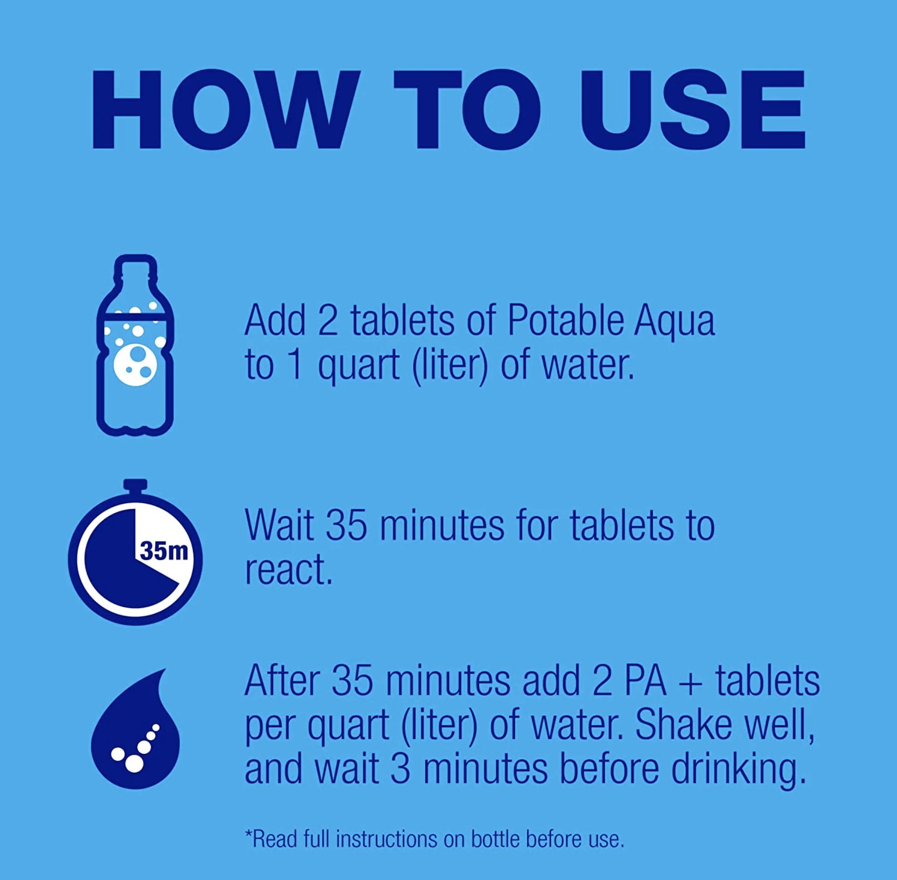 Potable Aqua Water Purification Tablets ,Two 50 Count Bottles